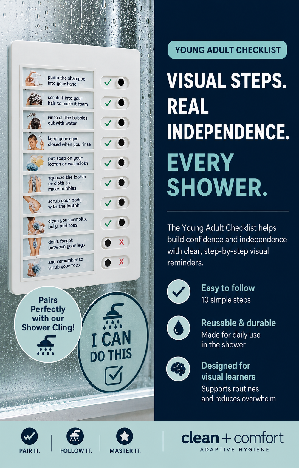 Reusable Visual Shower Checklist