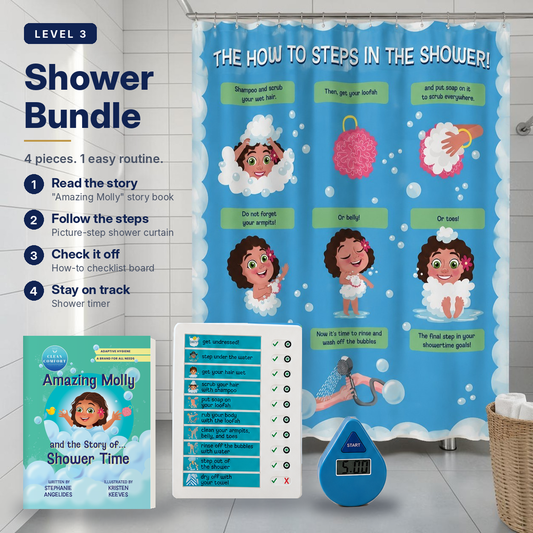 Learn to Shower Level 3 bundle for kids, Molly character