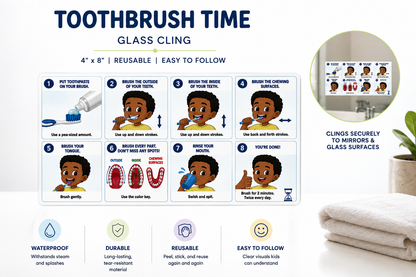 Toothbrush Time Character Mirror Cling Steps | Miles