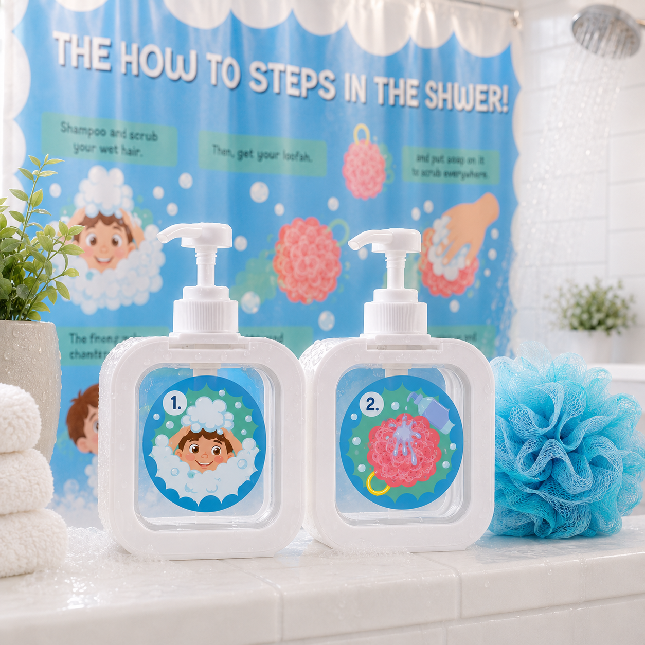 Easy Grip Shampoo + Body Wash Bottles