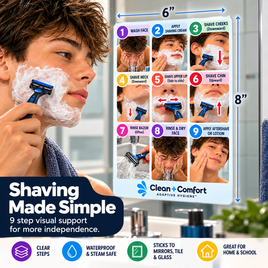 Shaving Steps mirror decal, visual shaving guide for teens