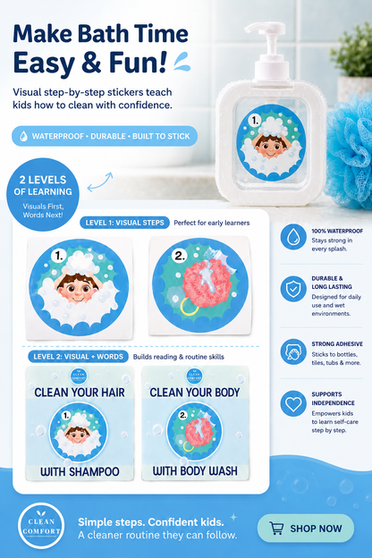Visual Stickers for Shampoo + Body Wash