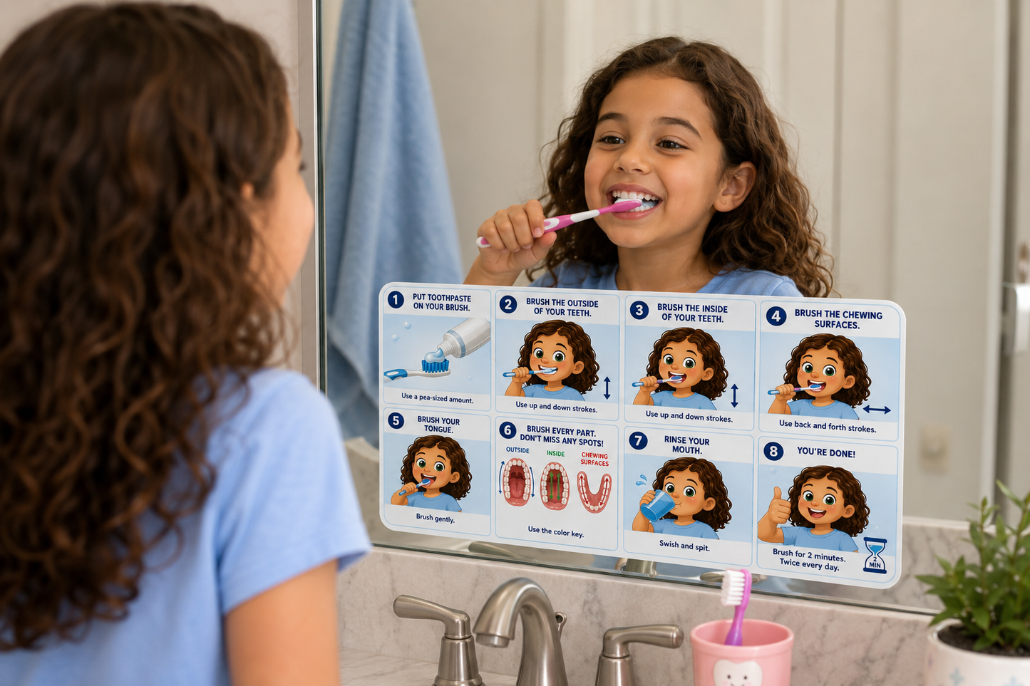 Toothbrush Time Character Mirror Cling Steps | Molly