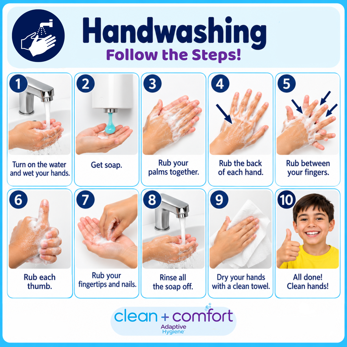 Handwashing Visual Guide | Adaptive Hygiene™