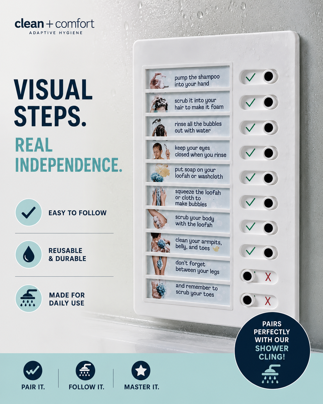 Reusable Visual Shower Checklist