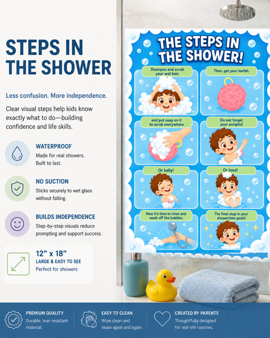 Visual Shower Routine Sticker for Kids | Matt