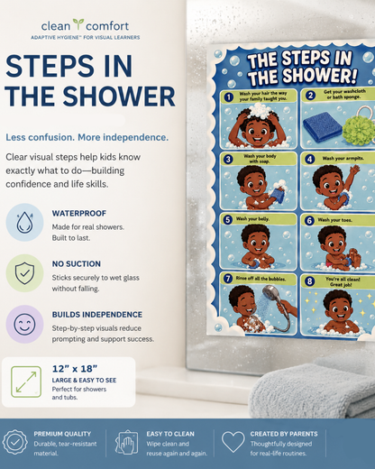 Visual Shower Routine Sticker for Kids | Miles