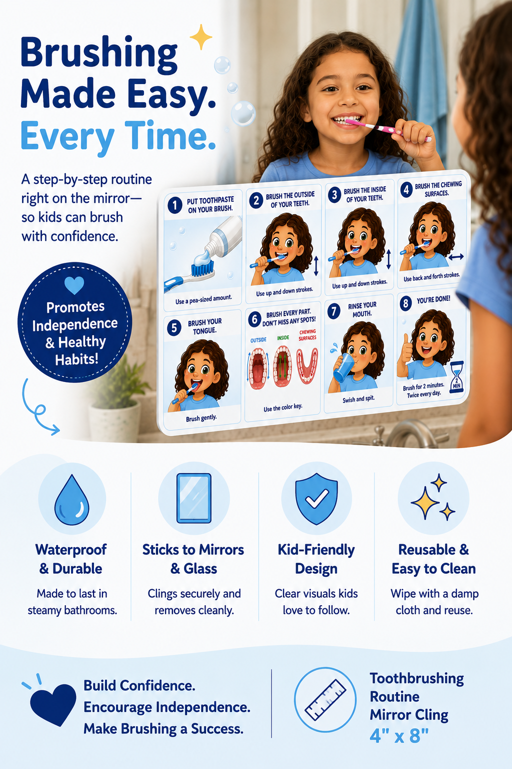 Toothbrush Time Character Mirror Cling Steps | Molly