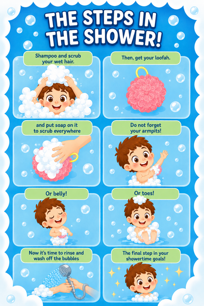 Shower Independence Bundle | Visual Shower Routine Decals for Kids