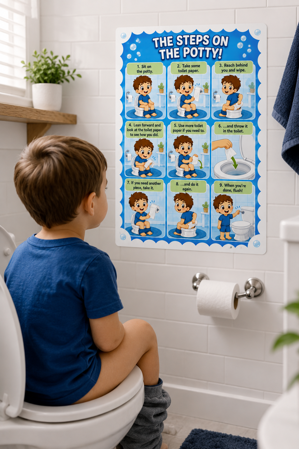 Potty Time Wiping Steps Decal