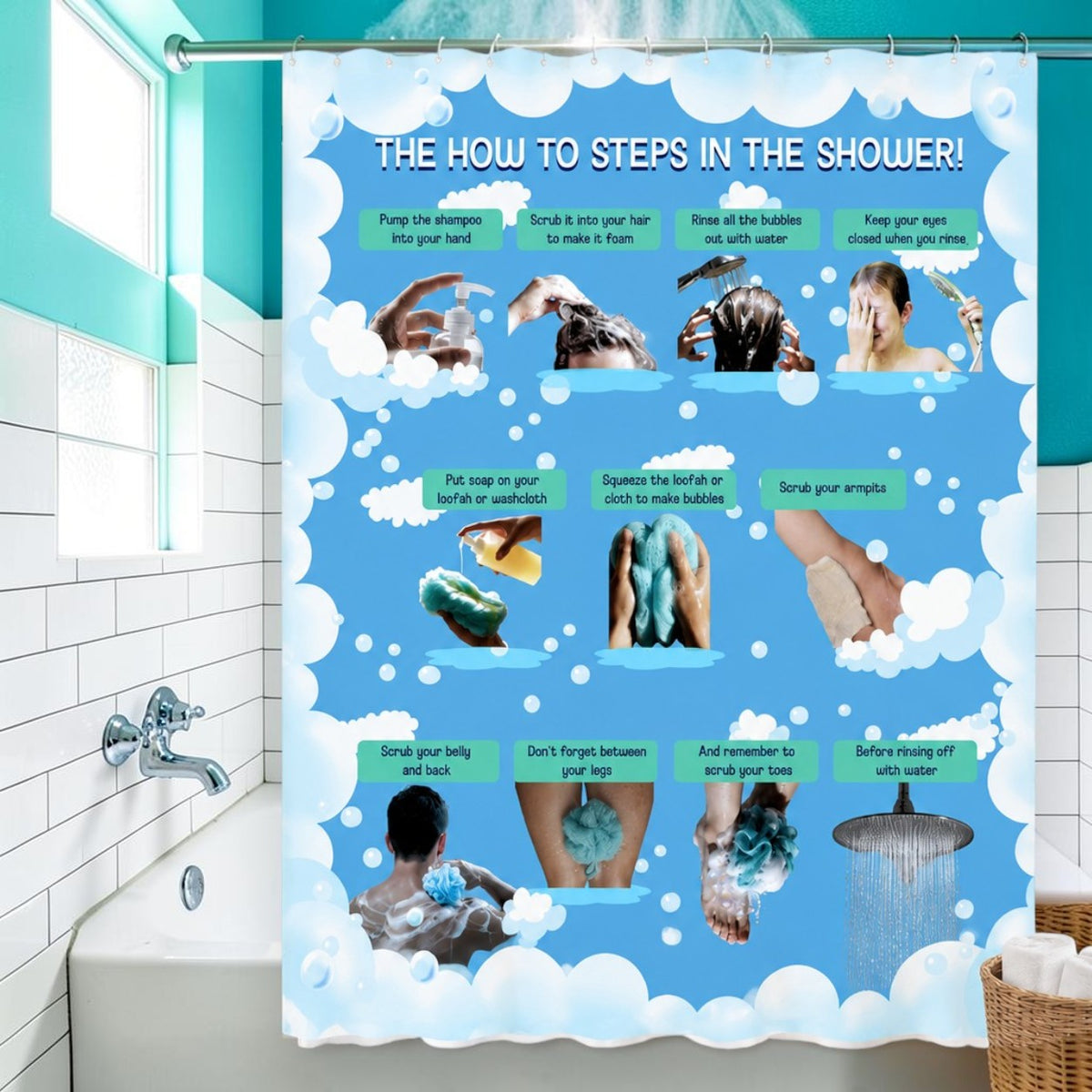 How to Shower Step-By-Step Curtain Liner | Pick Your Character + Level