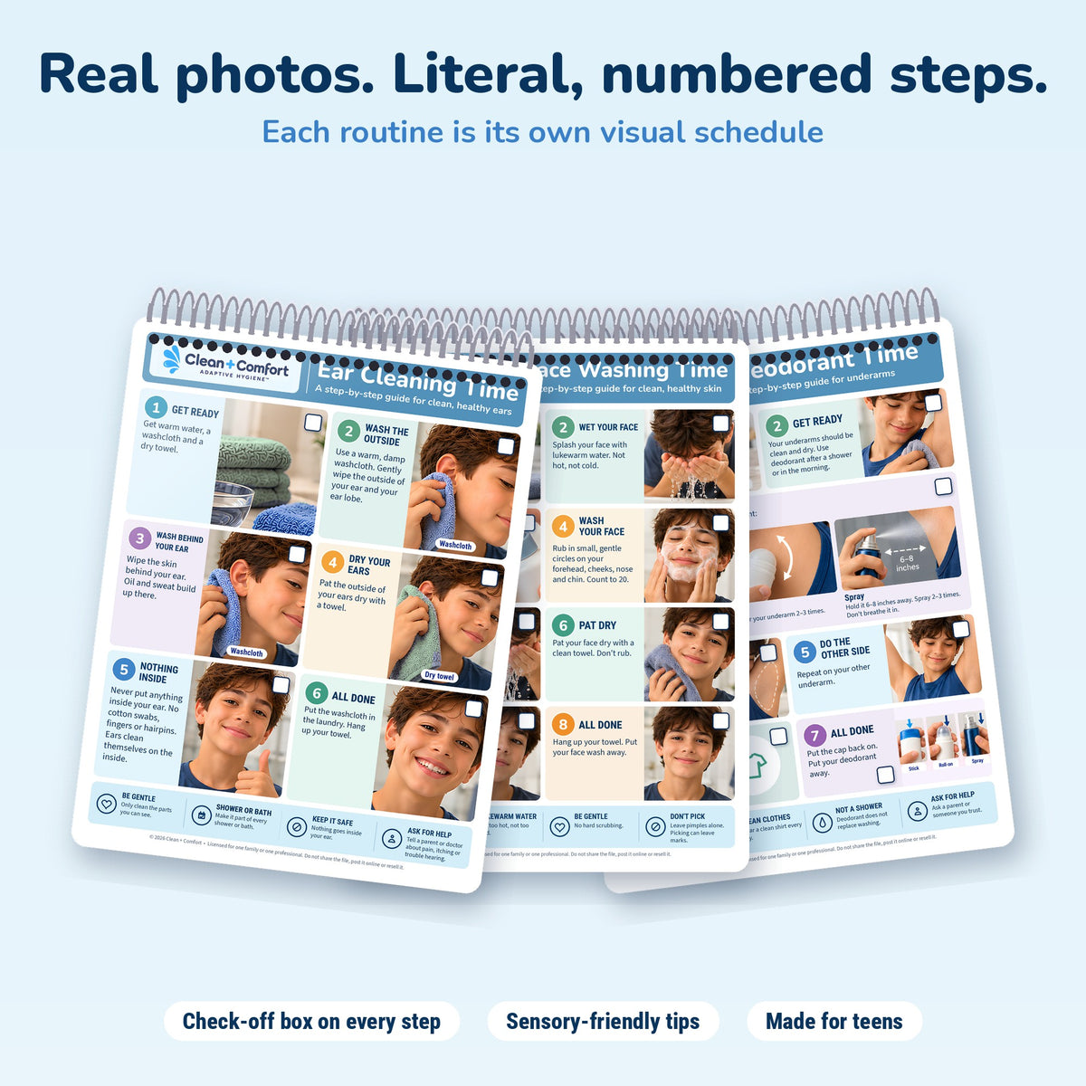 Teen Personal Care Pack, Boy 2, laminated spiral-bound: real-photo step guides