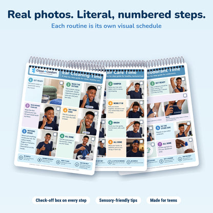 Teen Personal Care Pack, Boy 1, laminated spiral-bound: real-photo step guides