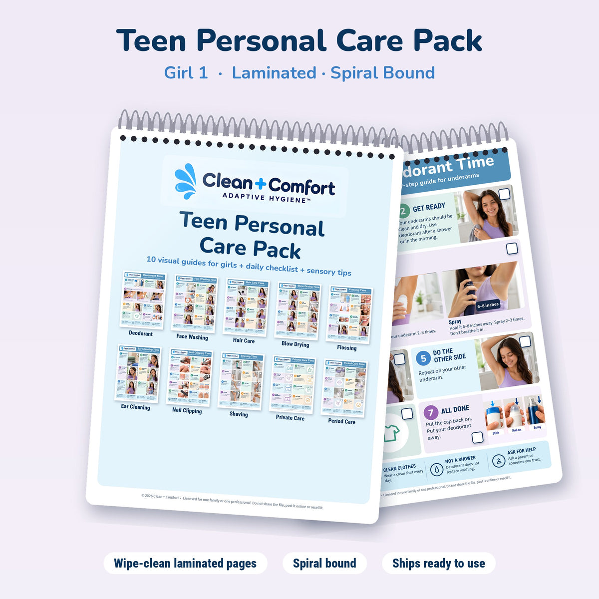 Teen Personal Care Pack, Girl 1, laminated spiral-bound: cover