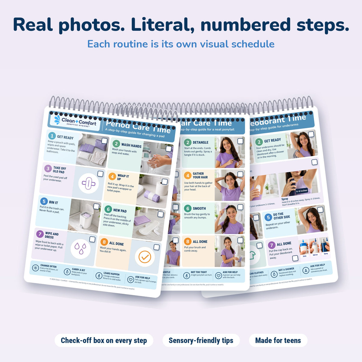 Teen Personal Care Pack, Girl 1, laminated spiral-bound: real-photo step guides