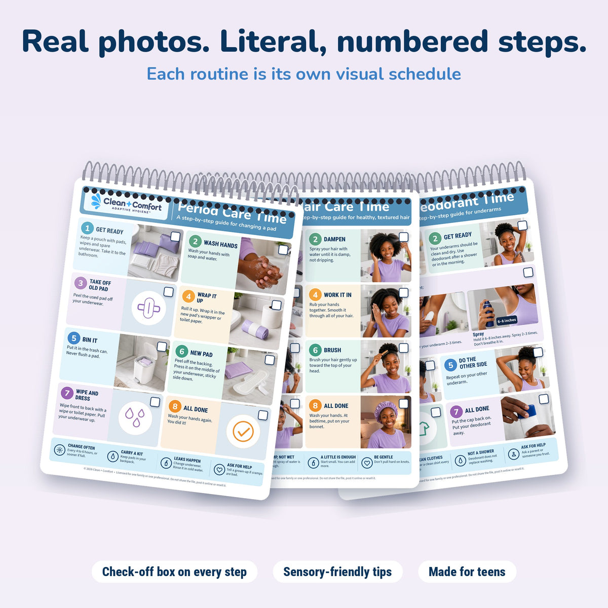 Teen Personal Care Pack, Girl 2, laminated spiral-bound: real-photo step guides
