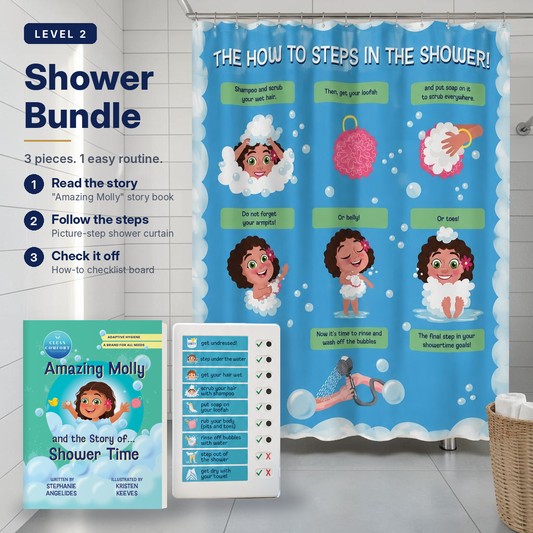 Learn to Shower Level 2 bundle for kids, Molly character