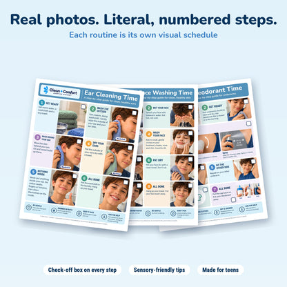 Teen Personal Care Pack, Boy 2, printable PDF: real-photo step guides