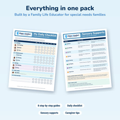 Teen Personal Care Pack, Boy 1, printable PDF: daily checklist and sensory pages
