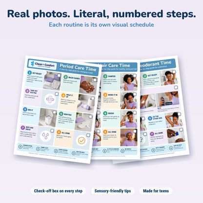 Teen Personal Care Pack, Girl 2, printable PDF: real-photo step guides