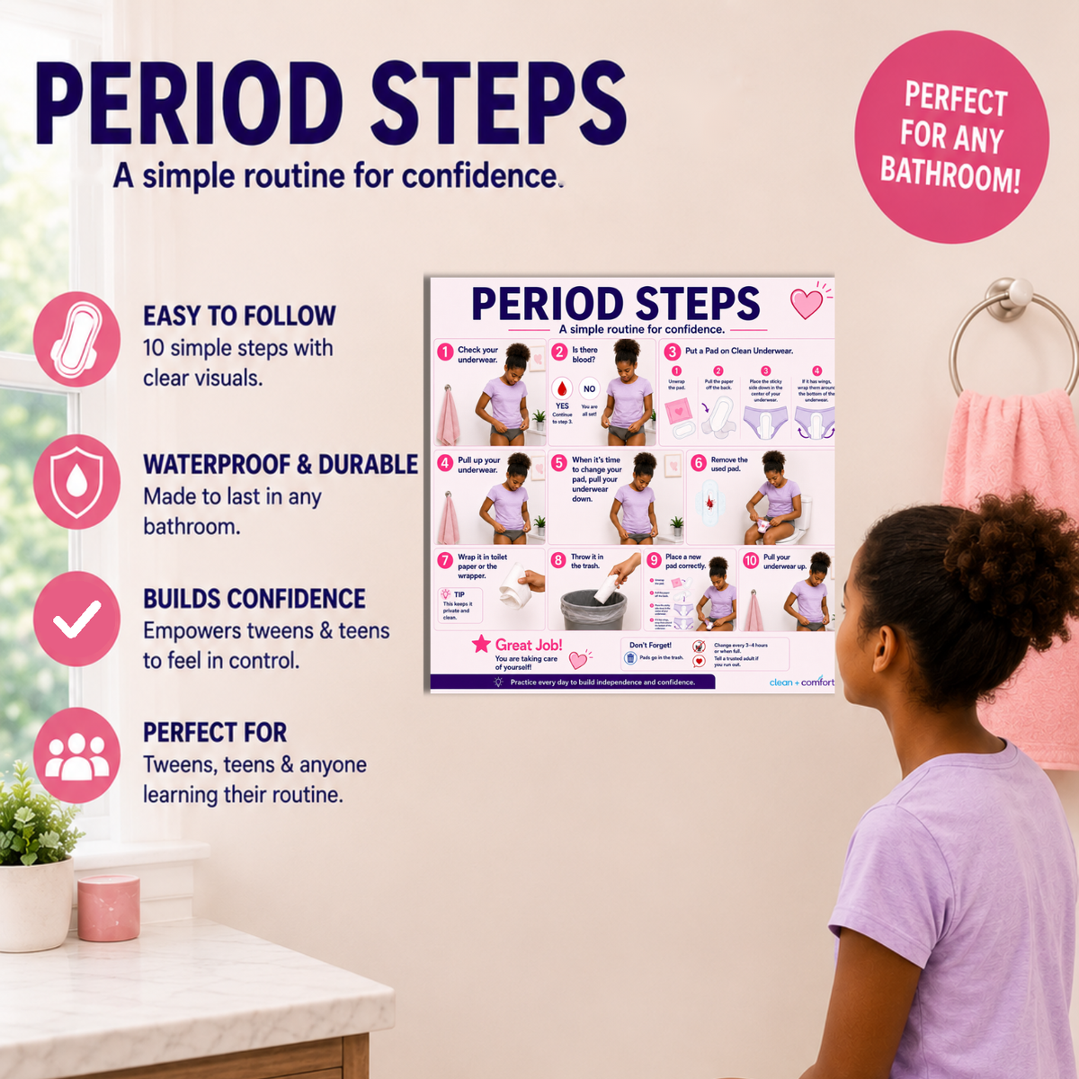 Period steps visual guide decal
