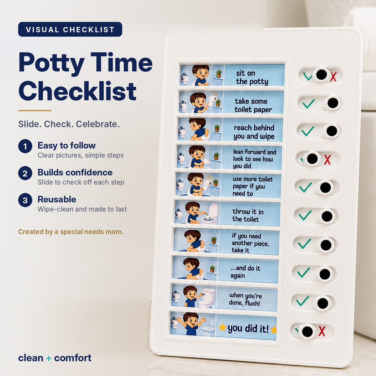 Kids potty training visual checklist