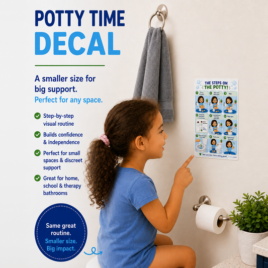 6 x 9 inch Potty Time wiping steps decal