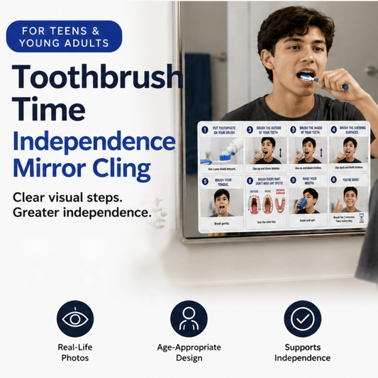 Teen and young adult toothbrushing visual schedule mirror cling
